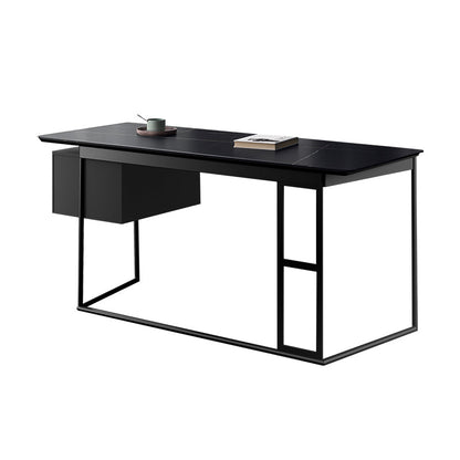 Modern Stone Top Office Desk Rectangle Task Desk with 2 Drawers for Home Black-Gold Clearhalo 'furn' 'furn_office_desk' 'Furniture' 'Office Desks' 'Office Furniture' 'office_desk' 6917288