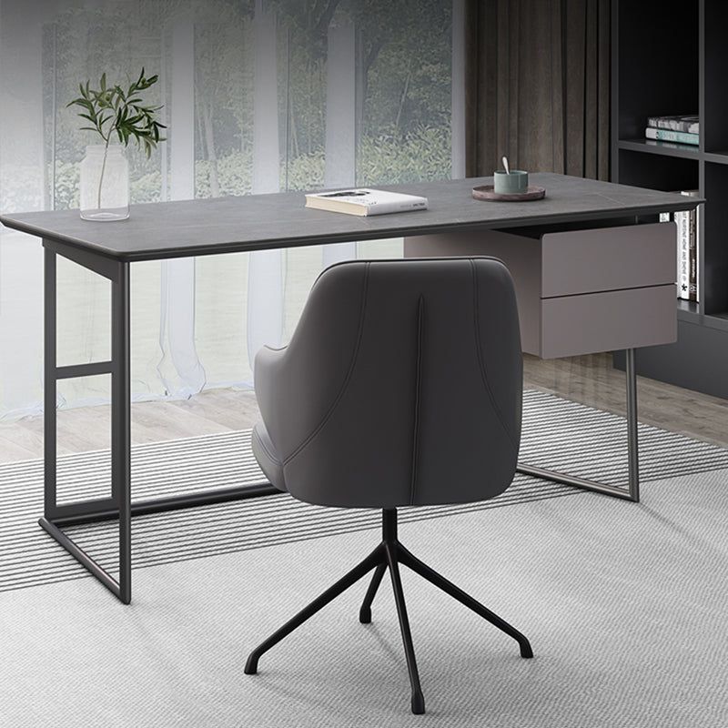 Modern Stone Top Office Desk Rectangle Task Desk with 2 Drawers for Home Clearhalo 'furn' 'furn_office_desk' 'Furniture' 'Office Desks' 'Office Furniture' 'office_desk' 6917300