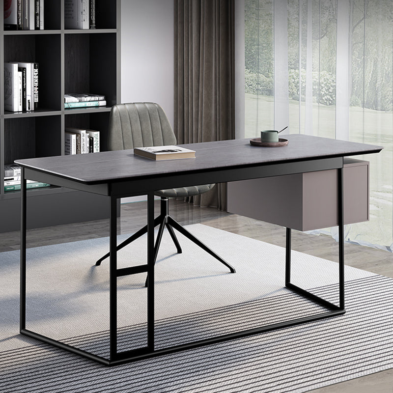 Modern Stone Top Office Desk Rectangle Task Desk with 2 Drawers for Home Clearhalo 'furn' 'furn_office_desk' 'Furniture' 'Office Desks' 'Office Furniture' 'office_desk' 6917302