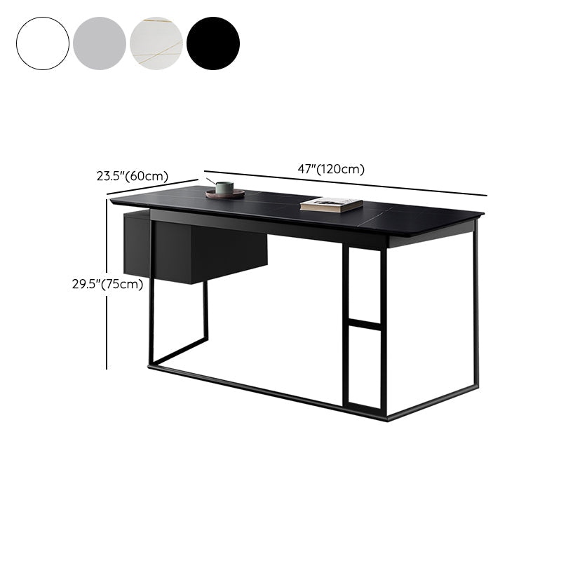 Modern Stone Top Office Desk Rectangle Task Desk with 2 Drawers for Home Clearhalo 'furn' 'furn_office_desk' 'Furniture' 'Office Desks' 'Office Furniture' 'office_desk' 6917305