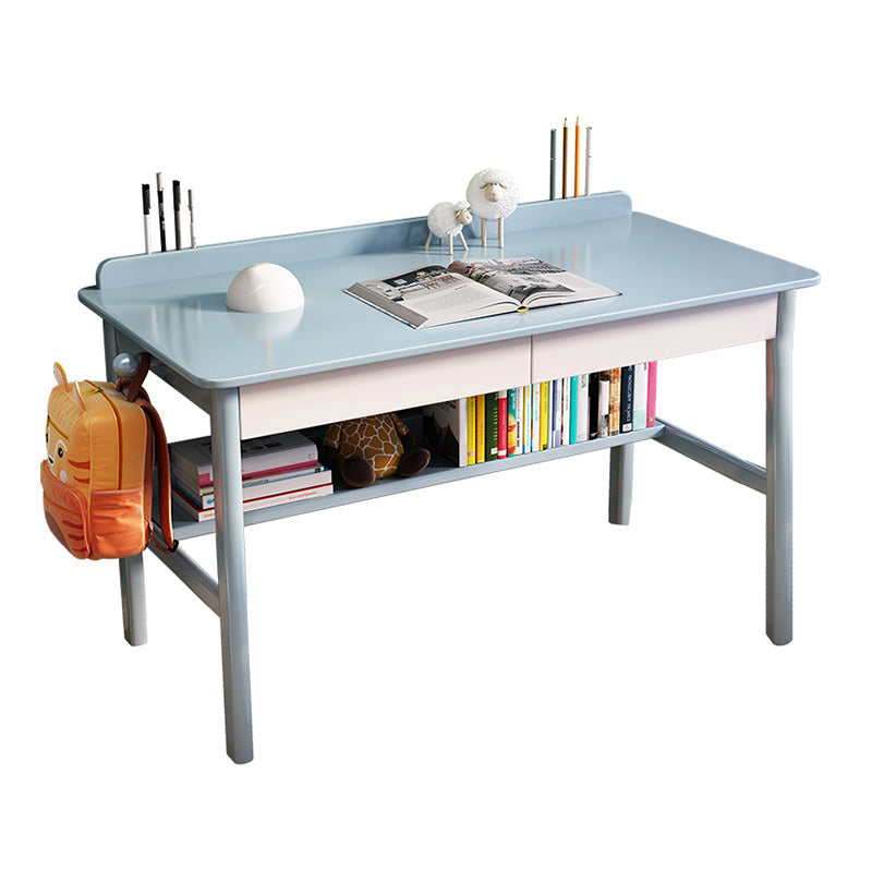 Modern Solid Wood Rectangle Writing Desk 2 Drawers 29.53" Tall Office Desk Blue Clearhalo 'furn' 'furn_office_desk' 'Furniture' 'Office Desks' 'Office Furniture' 'office_desk' 6917480