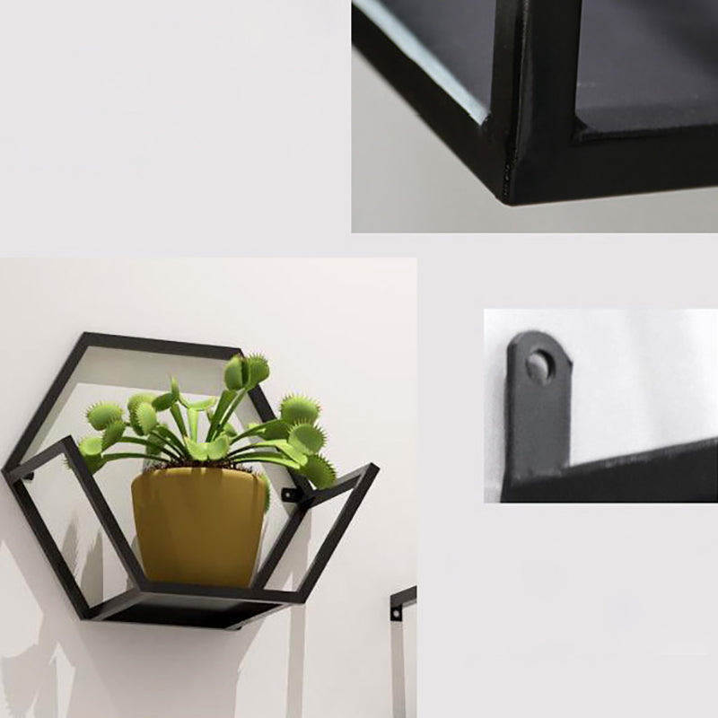 Closed Back Wall Mounted Book Shelf Metal Shelves Included Bookcase in Black Clearhalo 'Bookcases' 'furn' 'furn_bookcases' 'Furniture' 'Office Furniture' 6917896