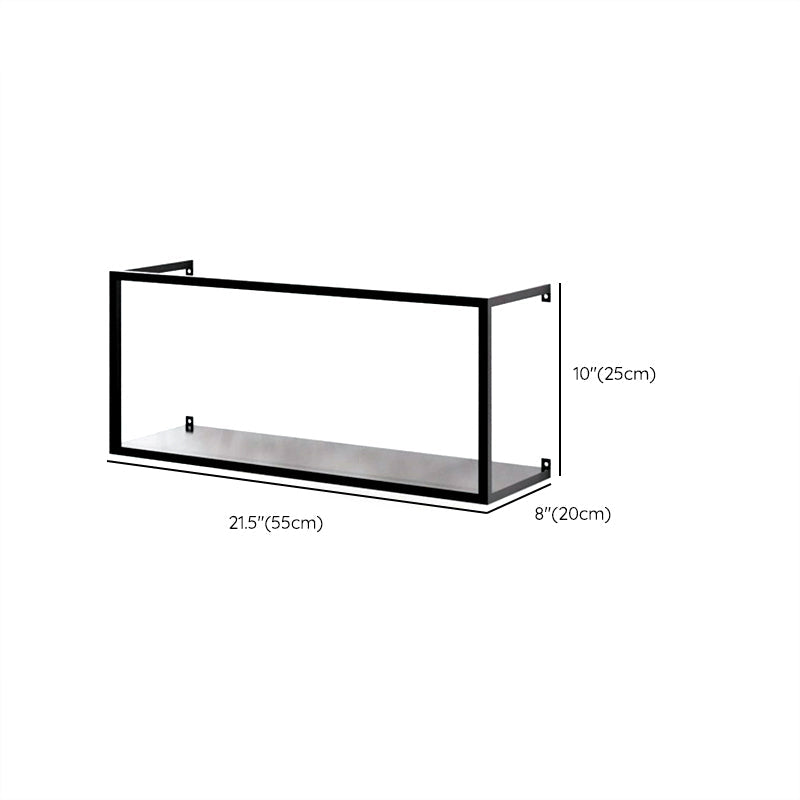 Closed Back Wall Mounted Book Shelf Metal Shelves Included Bookcase in Black Clearhalo 'Bookcases' 'furn' 'furn_bookcases' 'Furniture' 'Office Furniture' 6917899