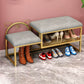 Glam Metal Entryway Bench Cushioned Rectangle Shoe Storage Seating Bench 47"L x 13"W x 18"H Gray Clearhalo 'Benches' 'Chairs & Seating' 'furn' 'furn_benches' 'Furniture' 'Living Room Furniture' 6918096