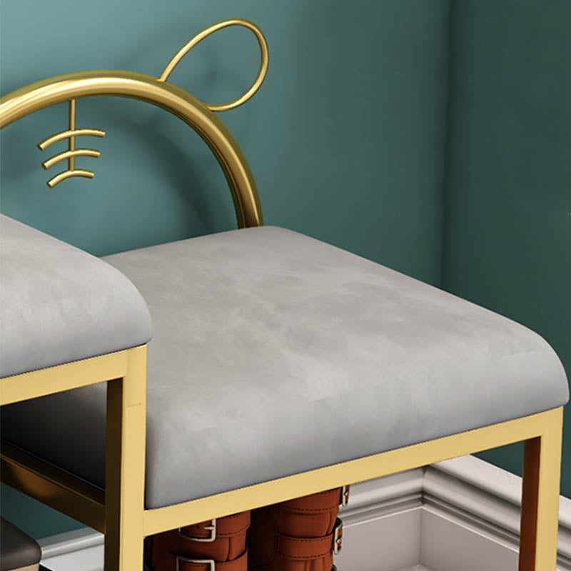 Glam Metal Entryway Bench Cushioned Rectangle Shoe Storage Seating Bench Clearhalo 'Benches' 'Chairs & Seating' 'furn' 'furn_benches' 'Furniture' 'Living Room Furniture' 6918100