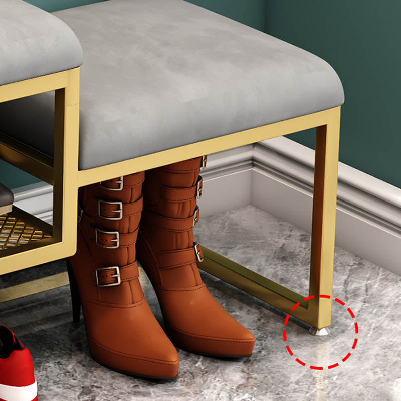 Glam Metal Entryway Bench Cushioned Rectangle Shoe Storage Seating Bench Clearhalo 'Benches' 'Chairs & Seating' 'furn' 'furn_benches' 'Furniture' 'Living Room Furniture' 6918101