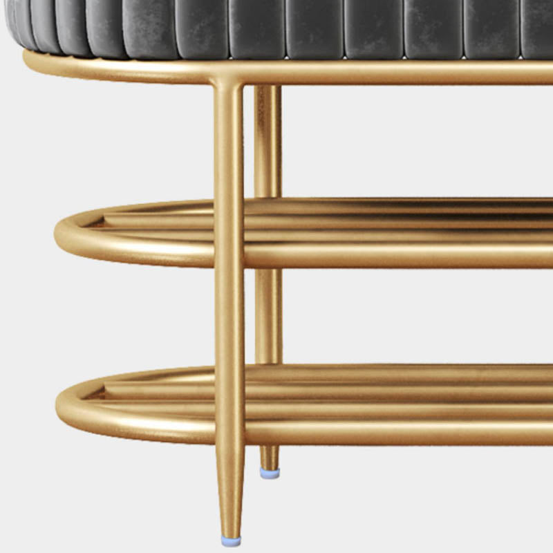 Banco de asiento de metal acolchado de entrada glamoroso con estantes, de 12.5 pulgadas de ancho