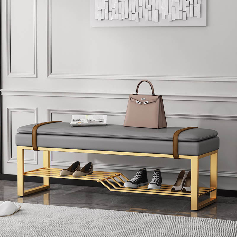 Glamoureingangsbank gepolsterte Metallsitzbank mit Schuhaufbewahrung, 12,5 Zoll Breite