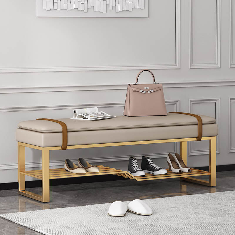 Glamoureingangsbank gepolsterte Metallsitzbank mit Schuhaufbewahrung, 12,5 Zoll Breite