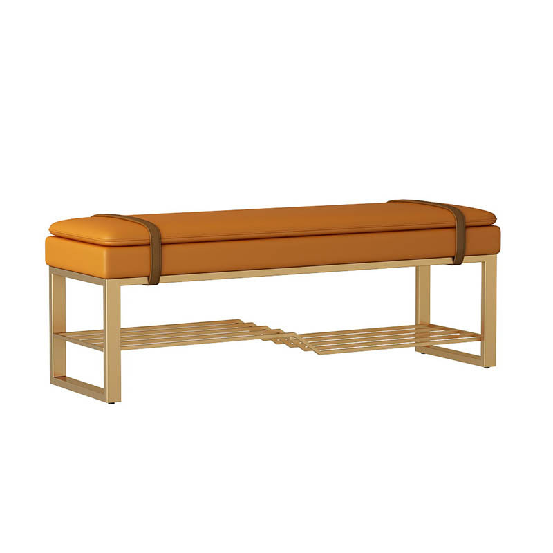 Glamoureingangsbank gepolsterte Metallsitzbank mit Schuhaufbewahrung, 12,5 Zoll Breite