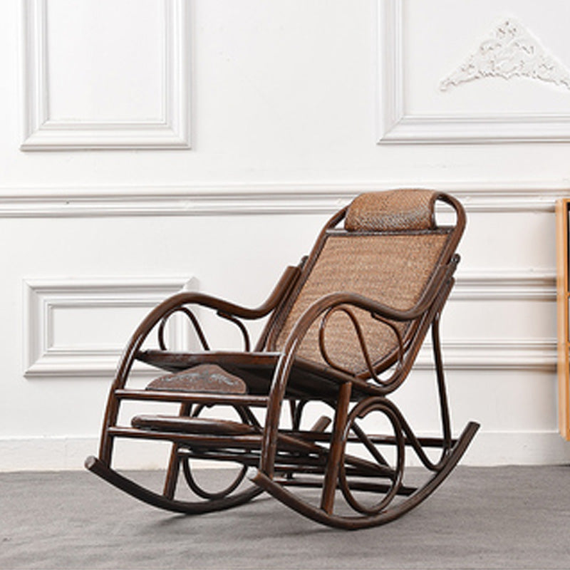 Vintage Style Wood Leisure Lazy Sofa Chair Adjustable Lounge Rocking Chair for Balcony Clearhalo 'Chairs & Seating' 'furn' 'furn_rocking_chairs' 'Furniture' 'Living Room Furniture' 'Rocking Chairs' 'rocking_chairs' 6918295