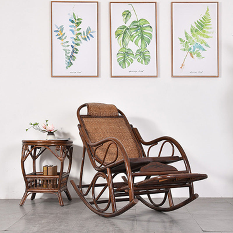 Vintage Style Wood Leisure Lazy Sofa Chair Adjustable Lounge Rocking Chair for Balcony Clearhalo 'Chairs & Seating' 'furn' 'furn_rocking_chairs' 'Furniture' 'Living Room Furniture' 'Rocking Chairs' 'rocking_chairs' 6918297
