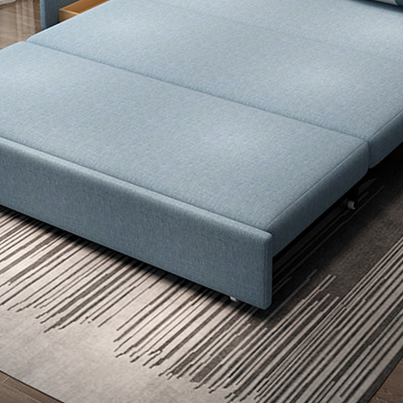 Blue Futon Sleeper Sofa Bed Fabric Armless With Black Metal Base Clearhalo 'furn' 'furn_futons' 'Furniture' 'Futons & Daybeds' 'Futons' 'Living Room Furniture' 6918336