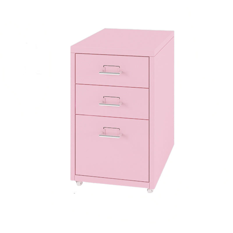 Contemporary File Cabinets Steel Frame Solid Color File Pedestal for Home Office Pink Clearhalo 'Filing Cabinets' 'filling_cabinets' 'furn' 'furn_filling_cabinets' 'Furniture' 'Office Furniture' 6918362