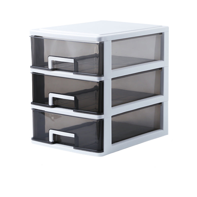 Vertical Filing Cabinet Transparent Drawers Plastic Modern Filing Cabinet 9.8"L x 13.4"W x 12.6"H Black-White Clearhalo 'Filing Cabinets' 'filling_cabinets' 'furn' 'furn_filling_cabinets' 'Furniture' 'Office Furniture' 6918378