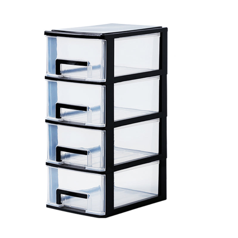 Vertical Filing Cabinet Transparent Drawers Plastic Modern Filing Cabinet 6.7"L x 9.4"W x 15.6"H Black Clearhalo 'Filing Cabinets' 'filling_cabinets' 'furn' 'furn_filling_cabinets' 'Furniture' 'Office Furniture' 6918383