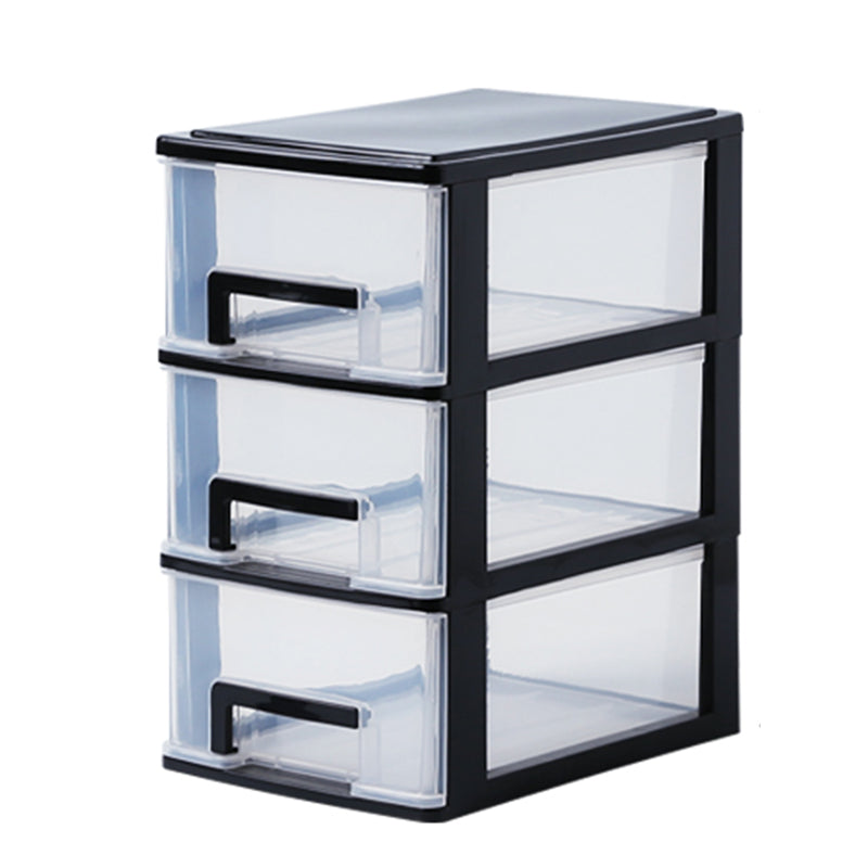 Vertical Filing Cabinet Transparent Drawers Plastic Modern Filing Cabinet 6.7"L x 9.4"W x 11.8"H Black Clearhalo 'Filing Cabinets' 'filling_cabinets' 'furn' 'furn_filling_cabinets' 'Furniture' 'Office Furniture' 6918395