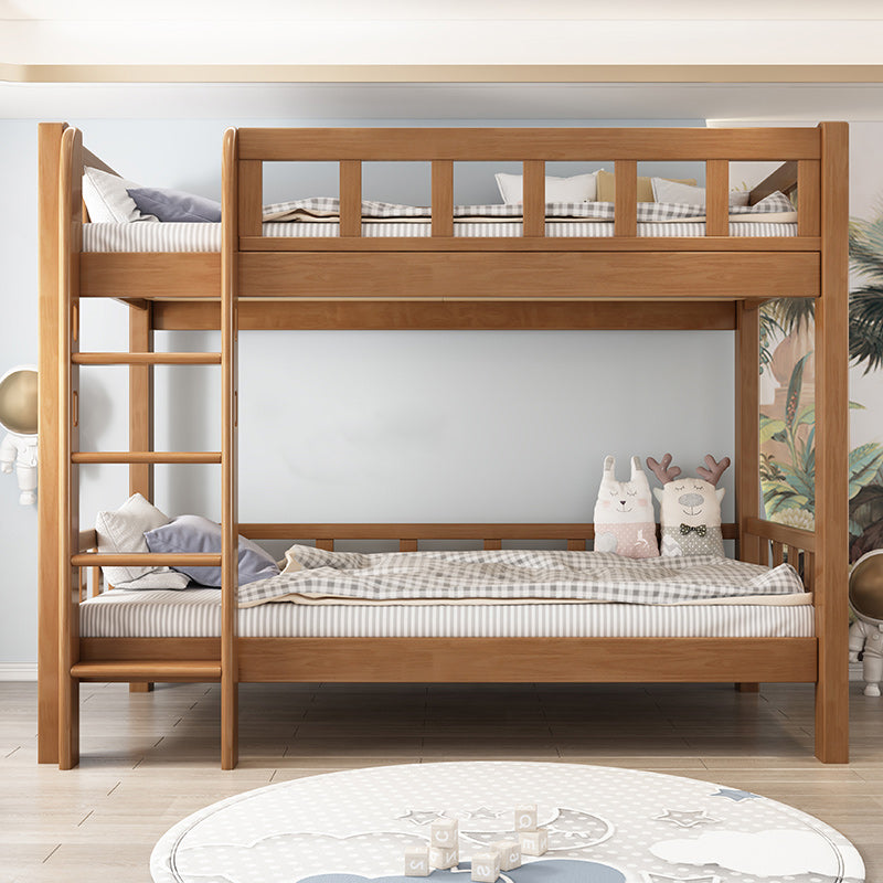 Solid Wood Bunk Bed Modern Natural Rubberwood Bed with Headboard Kids Bed with Mattress Clearhalo 'Bedroom Furniture' 'Beds' 'furn' 'furn_beds' 'Furniture' 6918441
