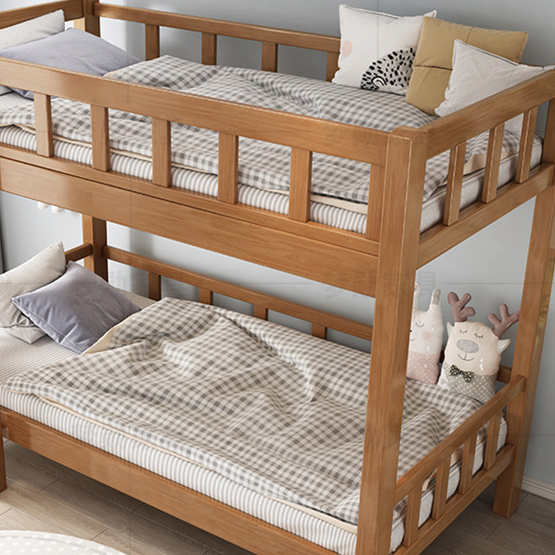 Solid Wood Bunk Bed Modern Natural Rubberwood Bed with Headboard Clearhalo 'Bedroom Furniture' 'Beds' 'furn' 'furn_beds' 'Furniture' 6918445