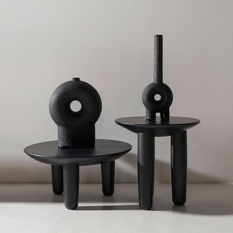 Black Finish Wood 3 Legs Cocktail Table 2-Piece Round Coffee Table Set Clearhalo 'Coffee & Accent Tables' 'Coffee Tables' 'coffee_tables' 'furn' 'furn_coffee_tables' 'Furniture' 'Living Room Furniture' 6918466