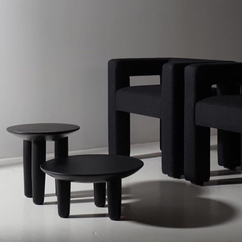 Black Finish Wood 3 Legs Cocktail Table 2-Piece Round Coffee Table Set Clearhalo 'Coffee & Accent Tables' 'Coffee Tables' 'coffee_tables' 'furn' 'furn_coffee_tables' 'Furniture' 'Living Room Furniture' 6918469