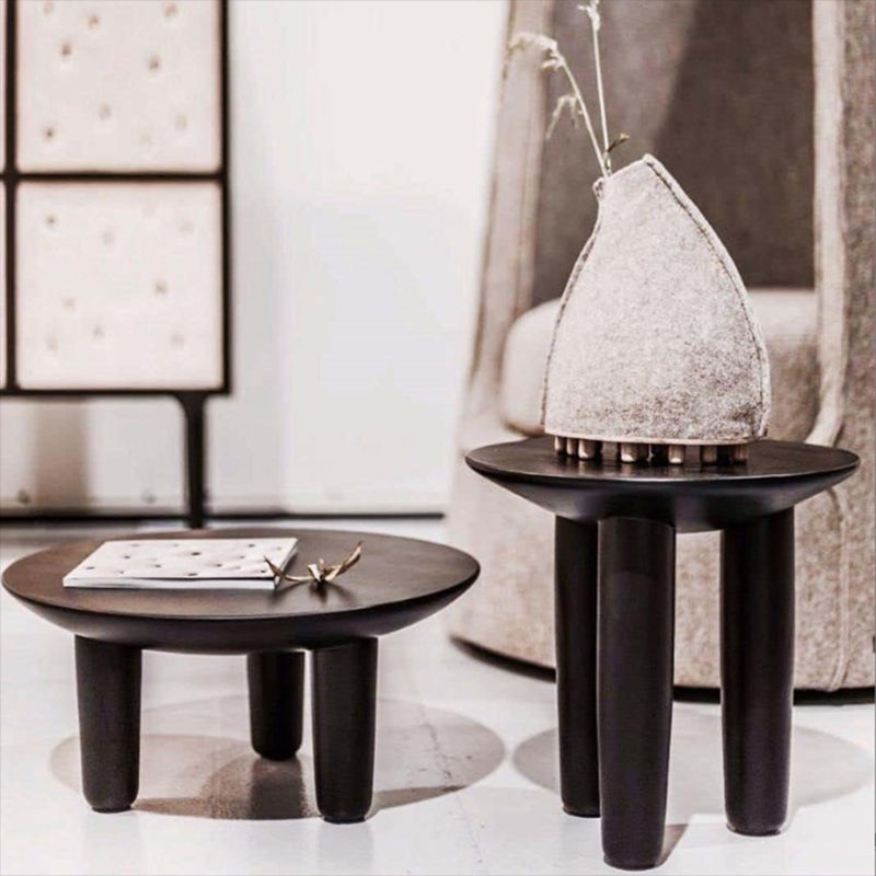 Black Finish Wood 3 Legs Cocktail Table 2-Piece Round Coffee Table Set Clearhalo 'Coffee & Accent Tables' 'Coffee Tables' 'coffee_tables' 'furn' 'furn_coffee_tables' 'Furniture' 'Living Room Furniture' 6918470
