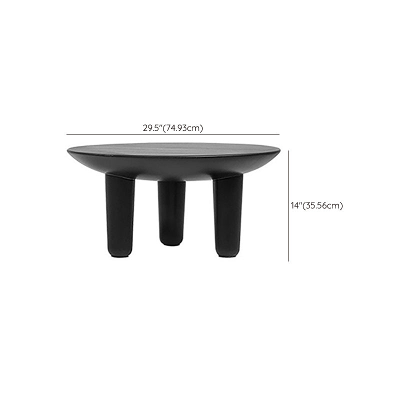 Black Finish Wood 3 Legs Cocktail Table 2-Piece Round Coffee Table Set Clearhalo 'Coffee & Accent Tables' 'Coffee Tables' 'coffee_tables' 'furn' 'furn_coffee_tables' 'Furniture' 'Living Room Furniture' 6918477
