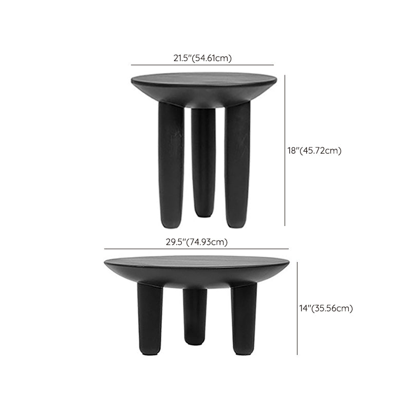 Black Finish Wood 3 Legs Cocktail Table 2-Piece Round Coffee Table Set Clearhalo 'Coffee & Accent Tables' 'Coffee Tables' 'coffee_tables' 'furn' 'furn_coffee_tables' 'Furniture' 'Living Room Furniture' 6918479