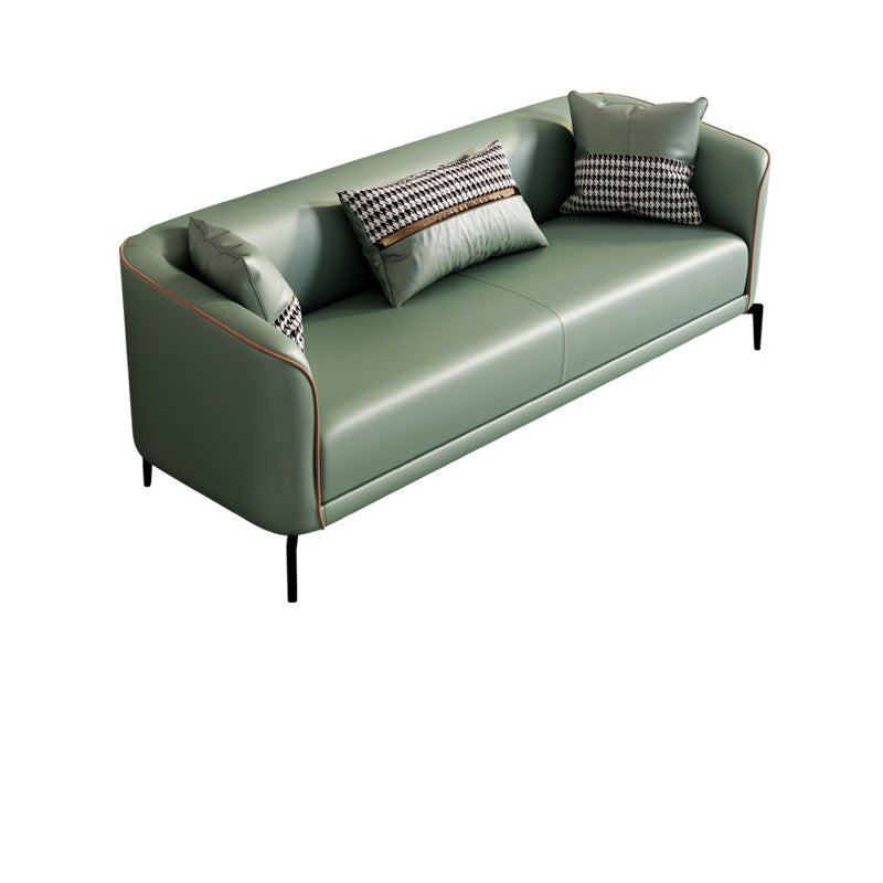 Modern Style Fabric Settee with Four Legs Apartment Sofa with Bolster Pillows Green Tech Cloth Clearhalo 'furn' 'furn_sofas' 'Furniture' 'Living Room Furniture' 'Sofa' 'sofas' 6918498