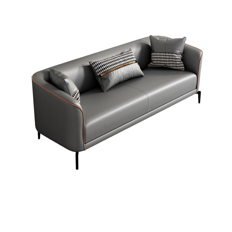 Modern Style Fabric Settee with Four Legs Apartment Sofa with Bolster Pillows Grey Tech Cloth Clearhalo 'furn' 'furn_sofas' 'Furniture' 'Living Room Furniture' 'Sofa' 'sofas' 6918500