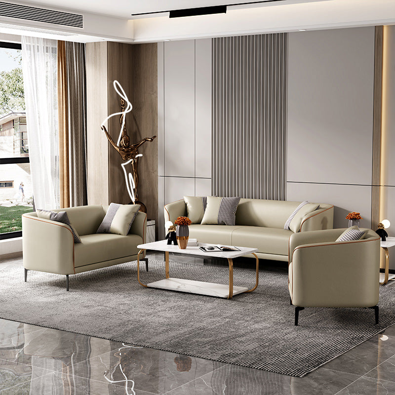 Modern Style Fabric Settee with Four Legs Apartment Sofa with Bolster Pillows Clearhalo 'furn' 'furn_sofas' 'Furniture' 'Living Room Furniture' 'Sofa' 'sofas' 6918501