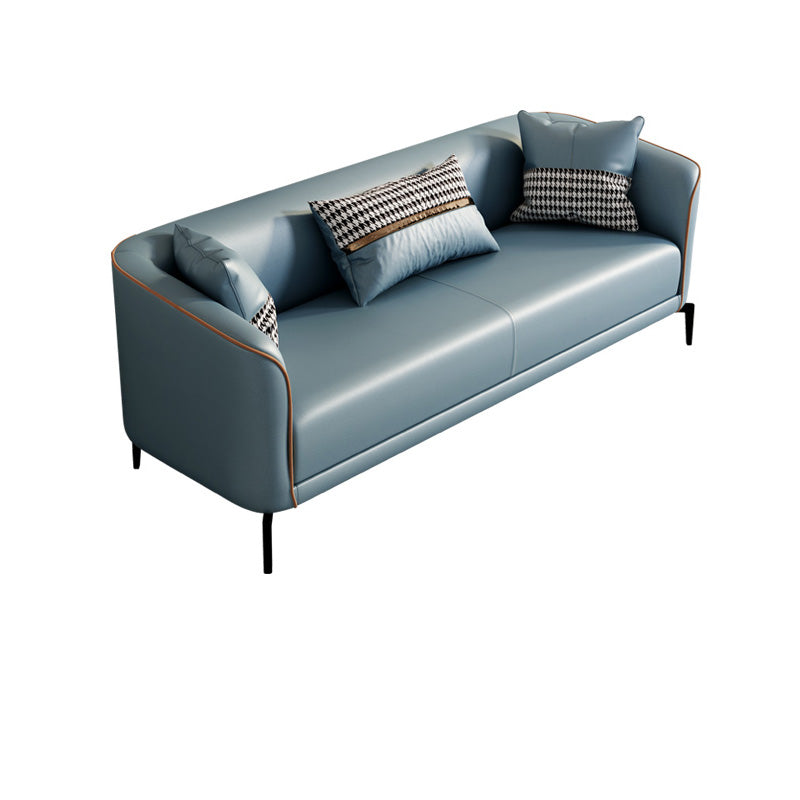 Modern Style Fabric Settee with Four Legs Apartment Sofa with Bolster Pillows Blue Tech Cloth Clearhalo 'furn' 'furn_sofas' 'Furniture' 'Living Room Furniture' 'Sofa' 'sofas' 6918502