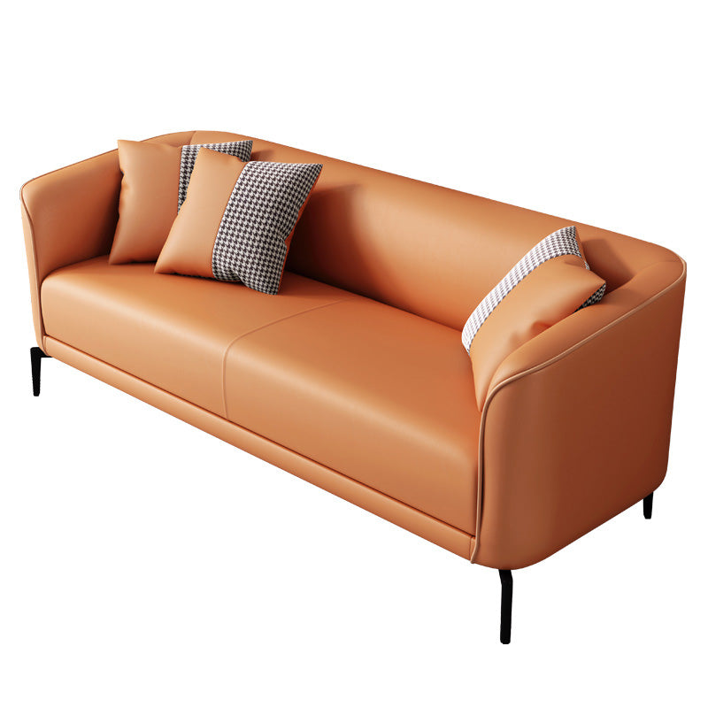 Modern Style Fabric Settee with Four Legs Apartment Sofa with Bolster Pillows Clearhalo 'furn' 'furn_sofas' 'Furniture' 'Living Room Furniture' 'Sofa' 'sofas' 6918503