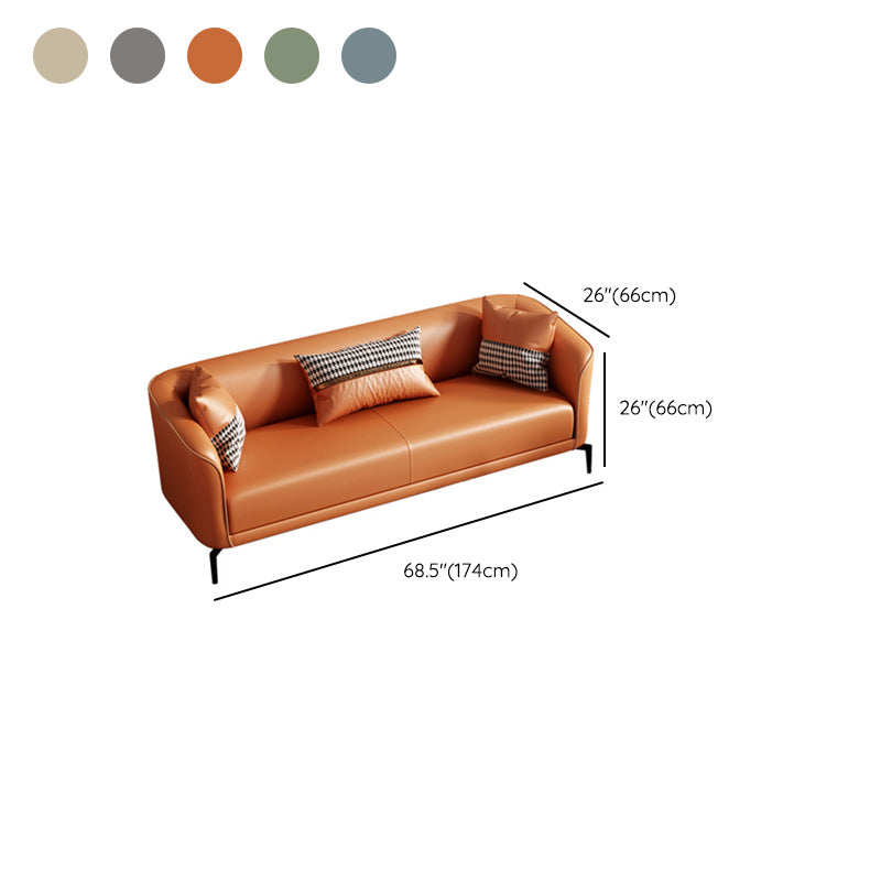 Modern Style Fabric Settee with Four Legs Apartment Sofa with Bolster Pillows Clearhalo 'furn' 'furn_sofas' 'Furniture' 'Living Room Furniture' 'Sofa' 'sofas' 6918506
