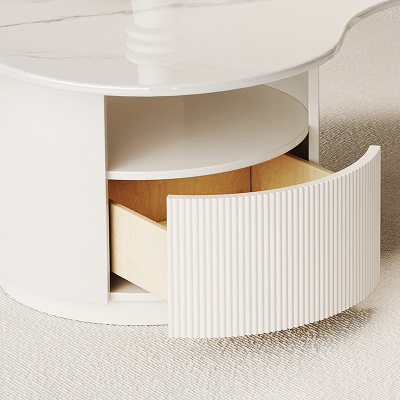 Abstract Cocktail Table Slate Top Coffee or End Table with Storage Drawers