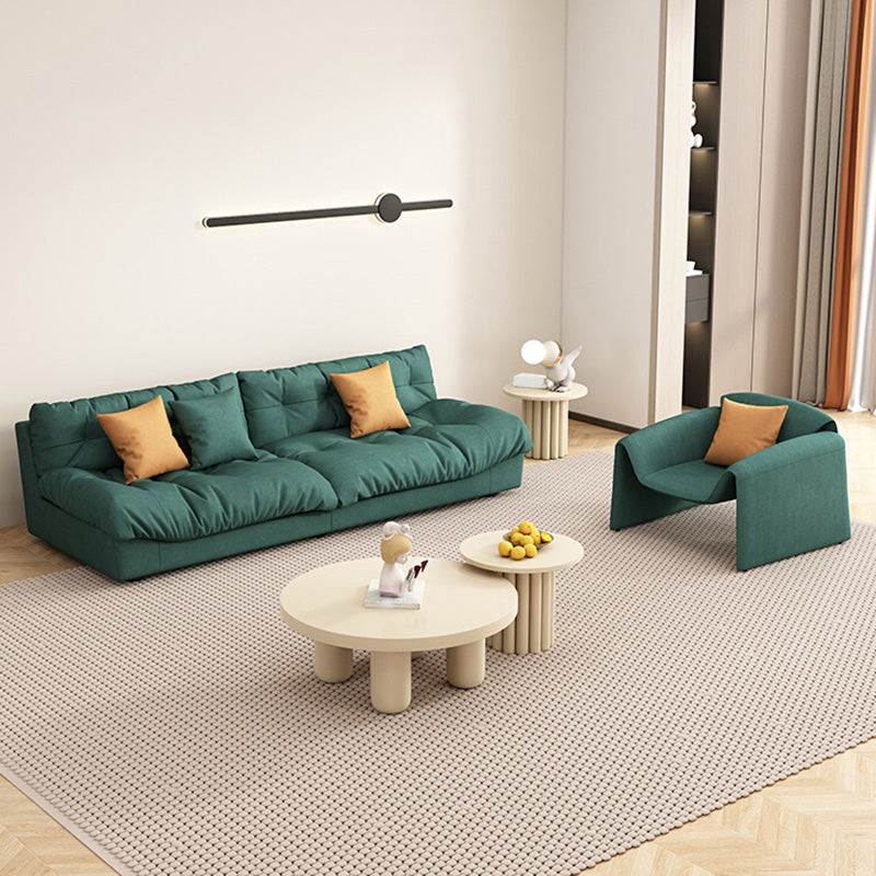 Sofá de tela verde oscuro asientos de apartamentos contemporáneos de apartamento