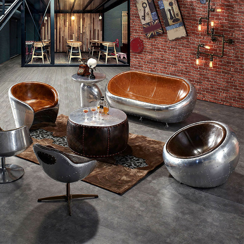 Estilo contemporáneo Sofá de cuero genuino asientos en marrón