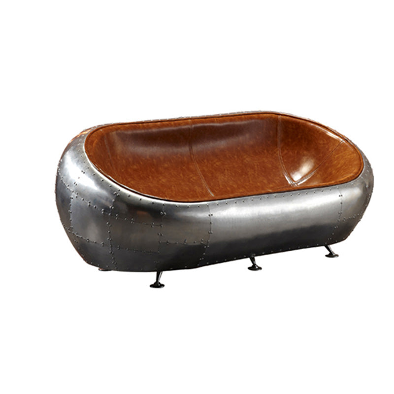 Estilo contemporáneo Sofá de cuero genuino asientos en marrón