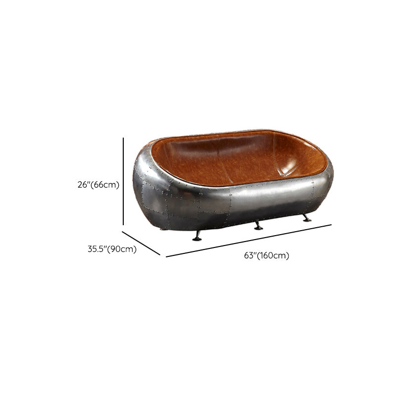 Estilo contemporáneo Sofá de cuero genuino asientos en marrón