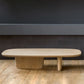 Table de cocktail basse elliptique moderne en bois de pin avec 2 pieds