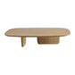 Table de cocktail basse elliptique moderne en bois de pin avec 2 pieds