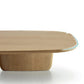 Table de cocktail basse elliptique moderne en bois de pin avec 2 pieds