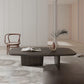 Table de cocktail basse elliptique moderne en bois de pin avec 2 pieds