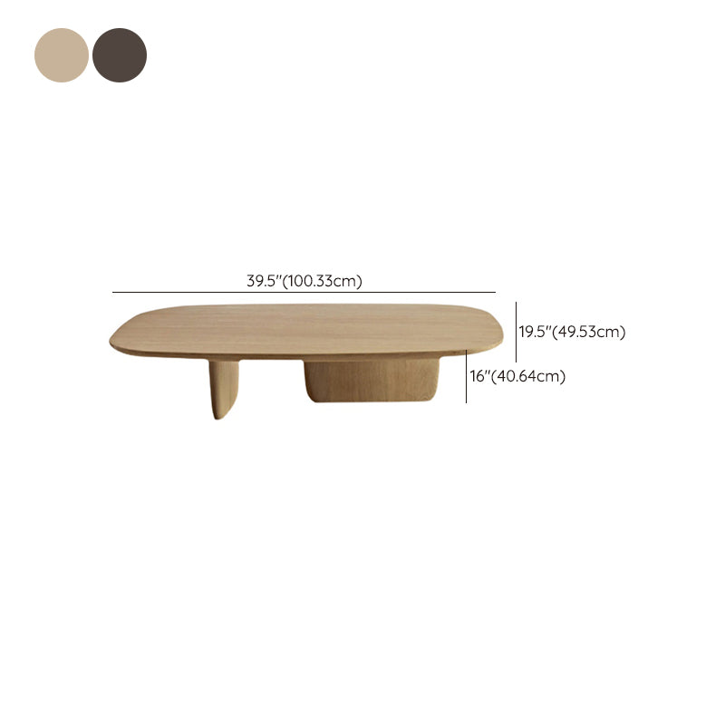 Table de cocktail basse elliptique moderne en bois de pin avec 2 pieds