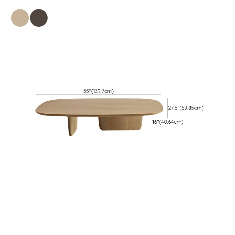 Table de cocktail basse elliptique moderne en bois de pin avec 2 pieds