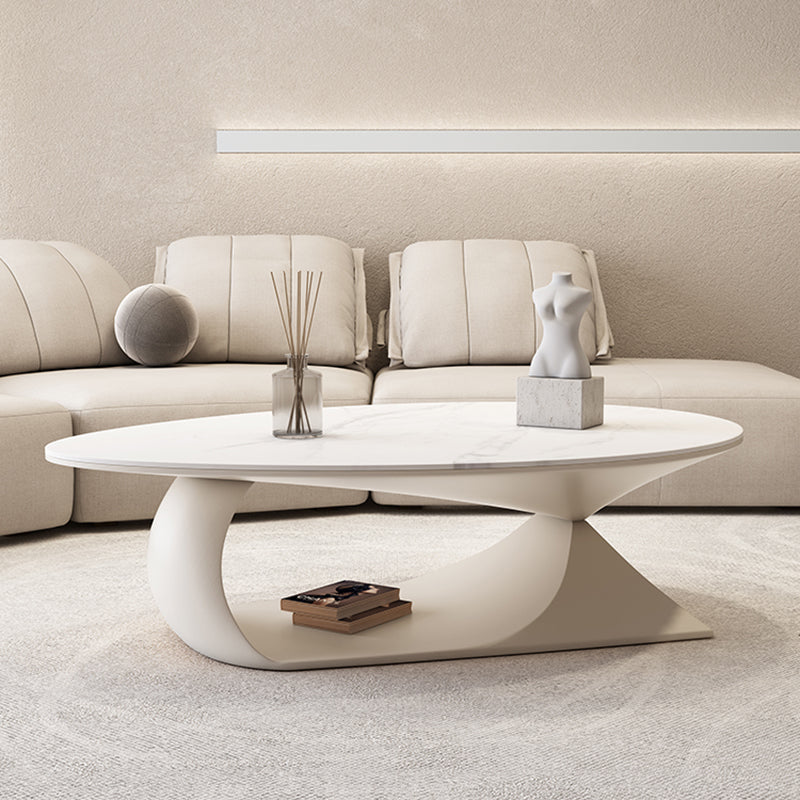Table basse ou table de bout en ardoise à chevalet de table de cocktail ovale moderne