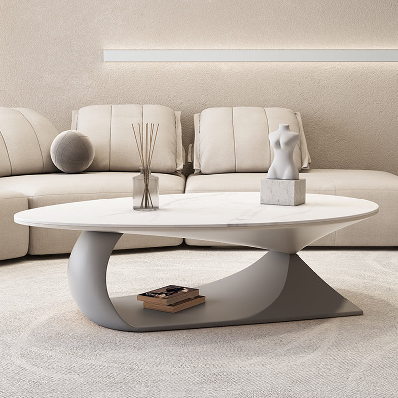 Table basse ou table de bout en ardoise à chevalet de table de cocktail ovale moderne