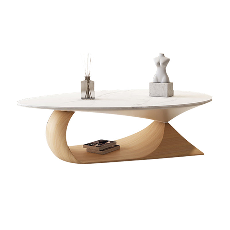 Table basse ou table de bout en ardoise à chevalet de table de cocktail ovale moderne