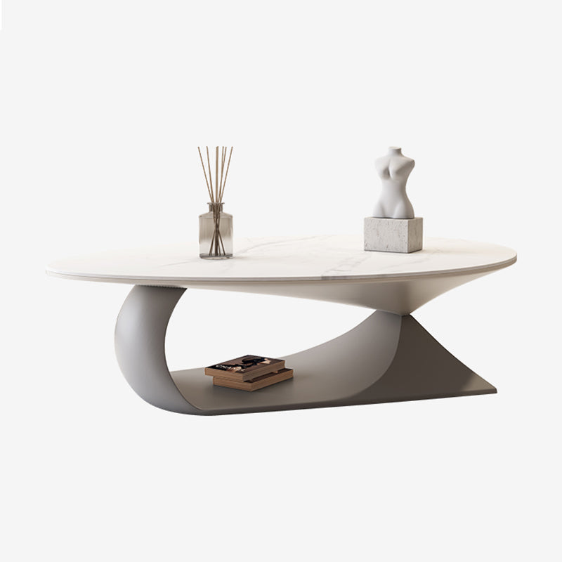 Table basse ou table de bout en ardoise à chevalet de table de cocktail ovale moderne