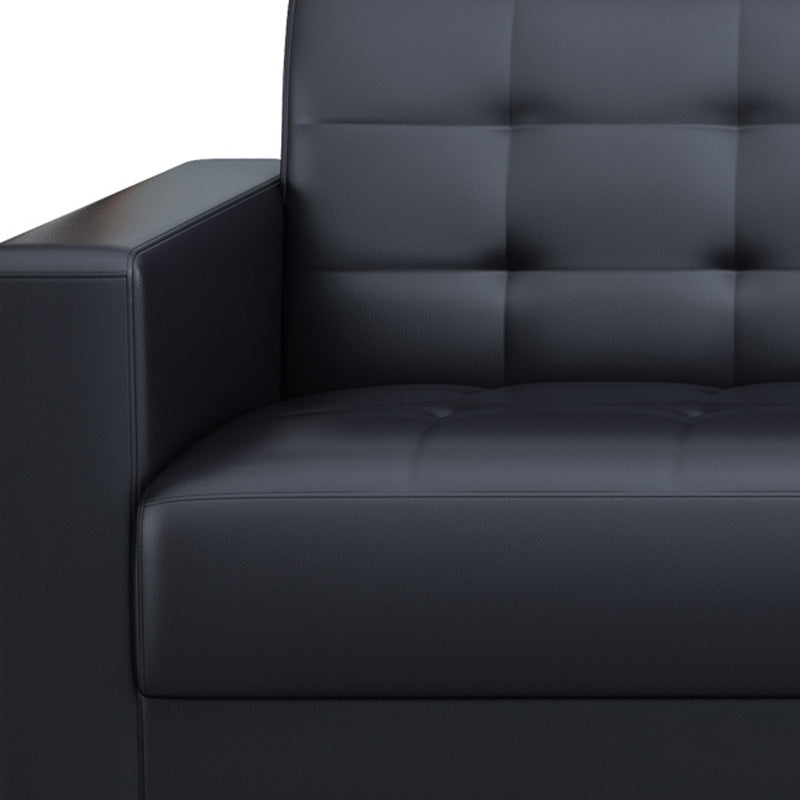 Sofá de cuero de sala de estar en asientos de durmiente con mechones negros con mechones negros